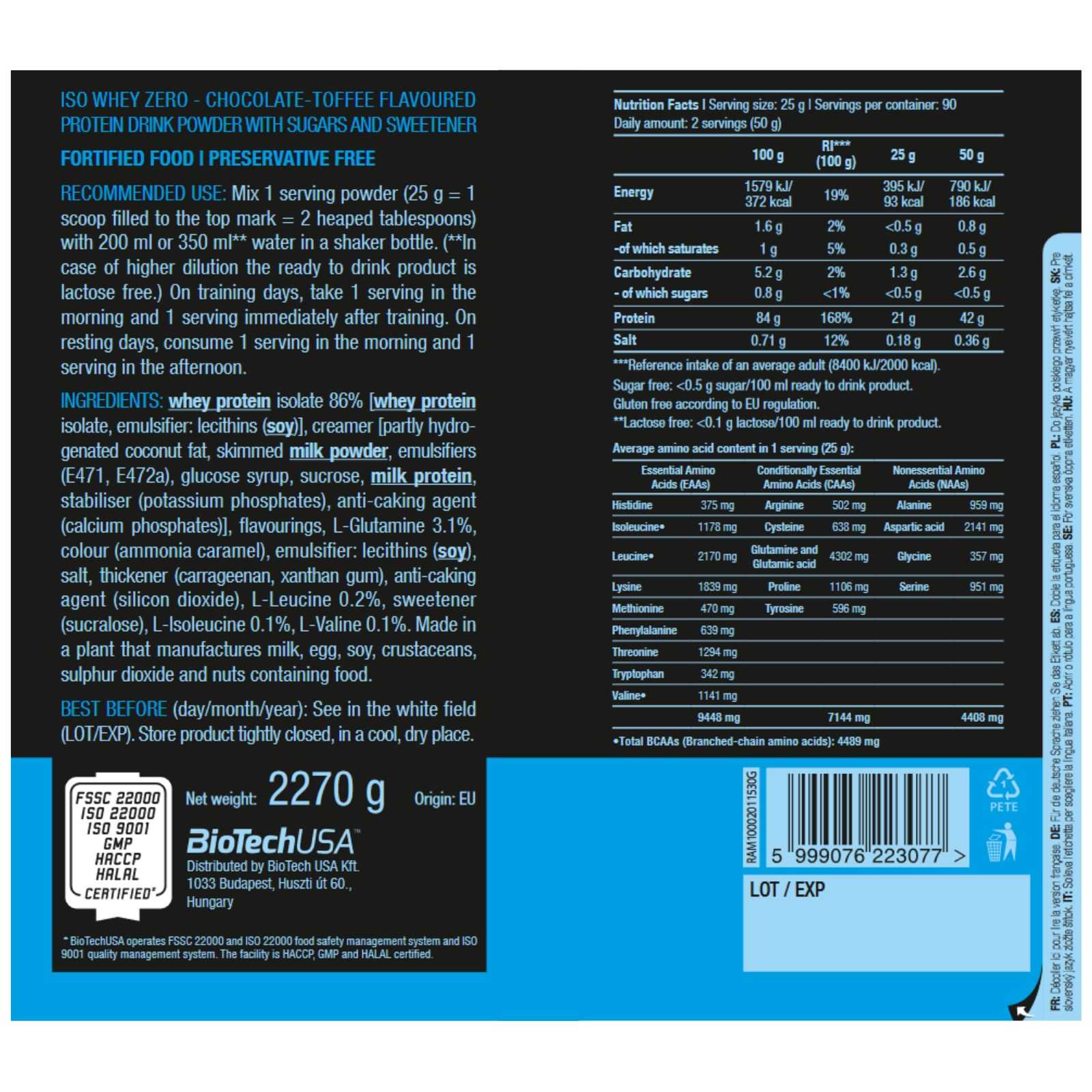 Biotech USA Iso Whey Zero 500g