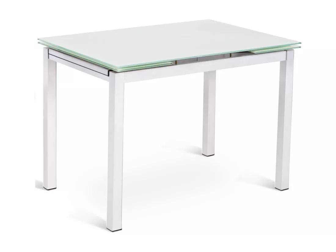 Baud Table Extensible (110/170 x 75 cm) en Verre Trempé Blanc