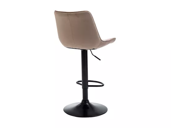 Lot de 2 tabourets de bar en velours et métal noir - Hauteur réglable - Beige - LIMA II