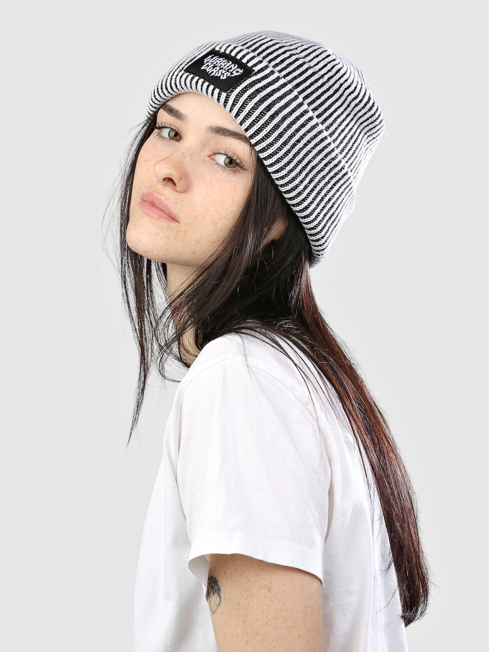 Lurking Class Shadow Rib Beanie white