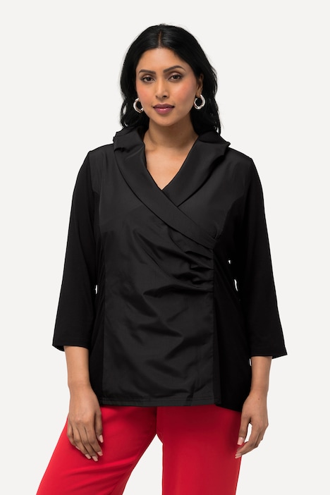 Shirt, Taft-Kragen, Classic, V-Ausschnitt, 3/4-Arm