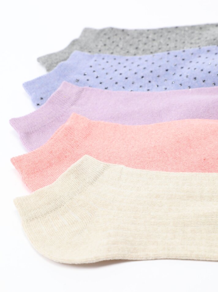 Pacote com 5 pares de meias curtas sortidas - Diversas