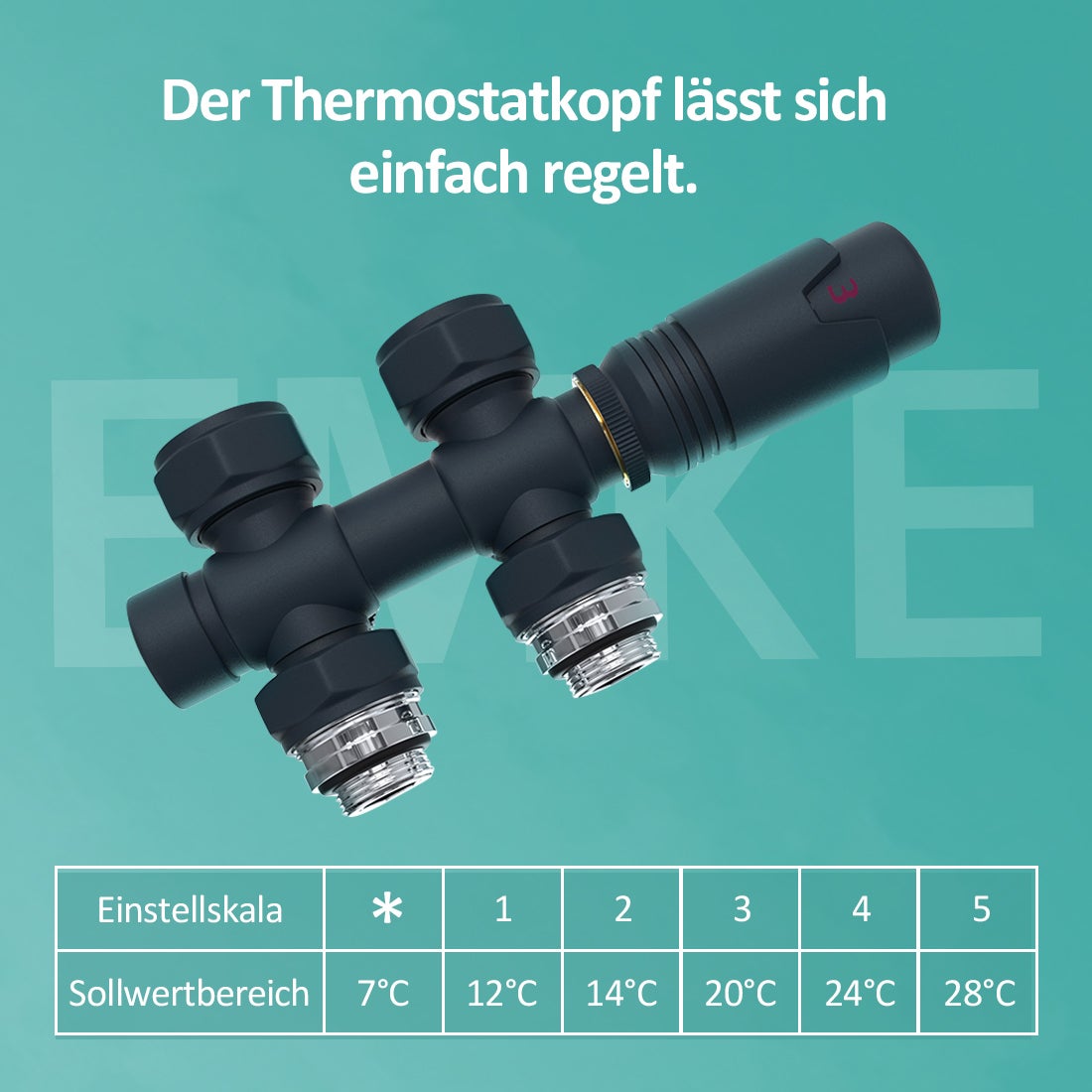 EMKE Radiatorthermostaat Multiblock Set – Aansluitarmatuur met thermostaat voor radiatoren en handdoekradiatoren, verwarmingsaccessoires in hoek- en doorloopuitvoering φ16xG1/2, antraciet