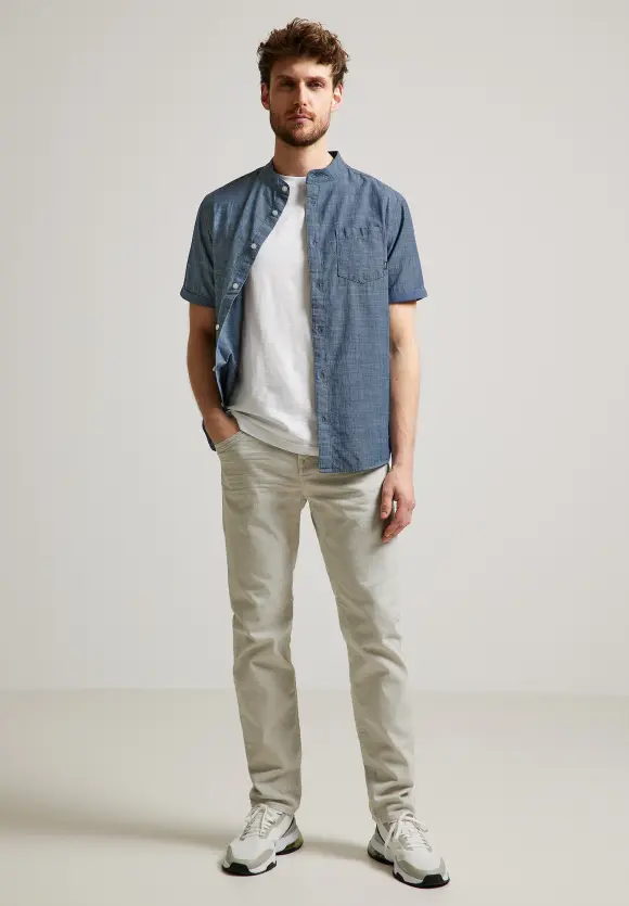 Kurzarmhemd mit Stehkragen - cambric blue