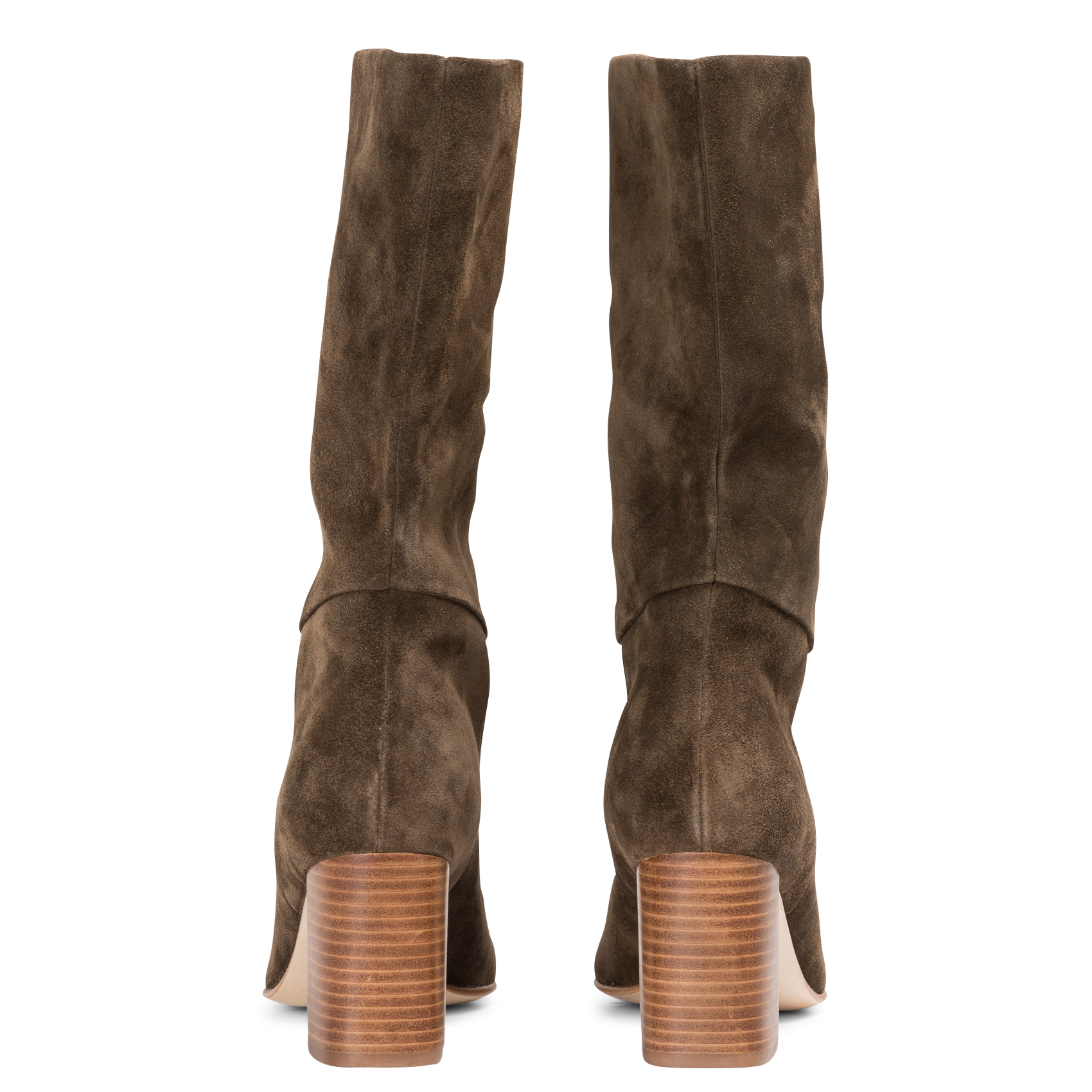 ALBI BIS - Bottes à talon en cuir velours | Kaki
