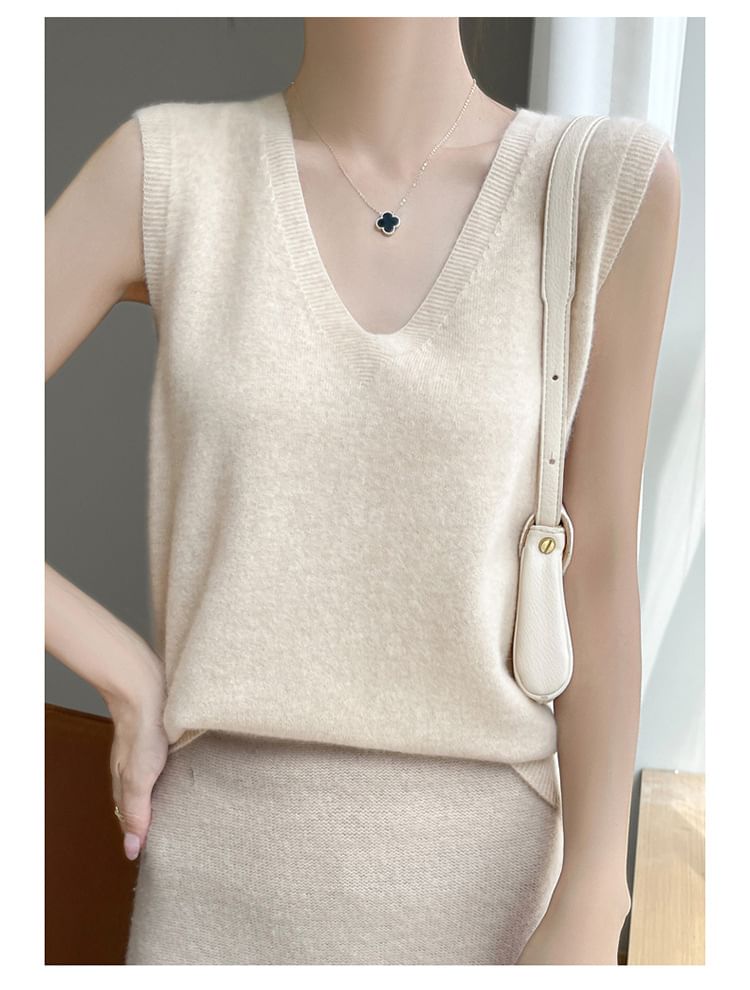 Weelop - V-hals effen trui-vest
