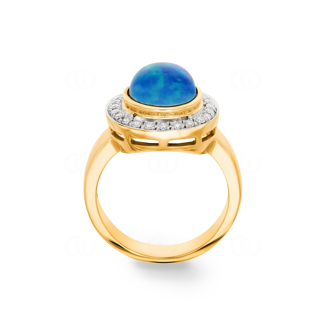 Ring 750/18 K Gelbgold mit Opaltriplette und Diamanten 0.22 ct H/si