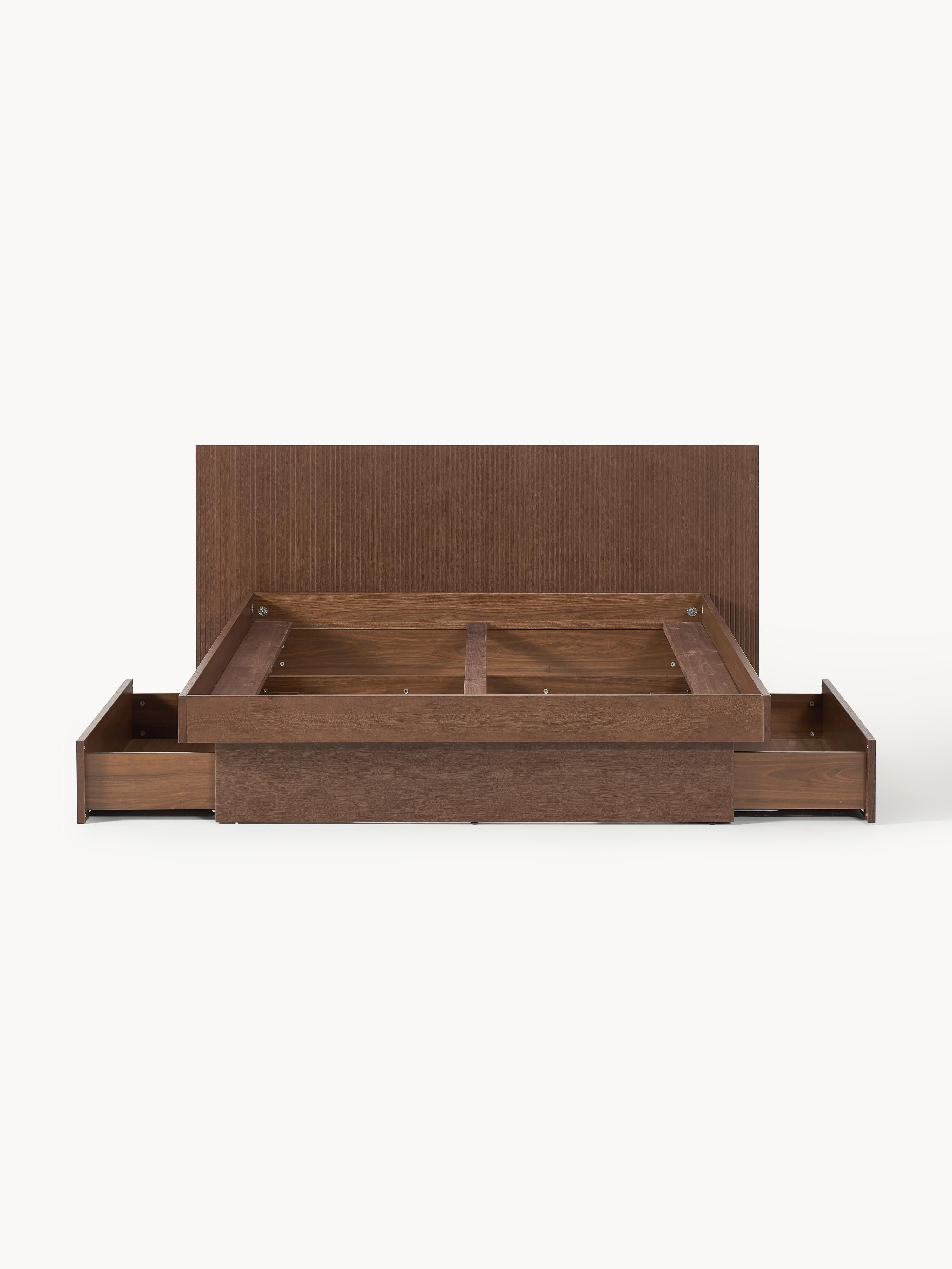 Houten bed Sato met lades en hoofdeinde