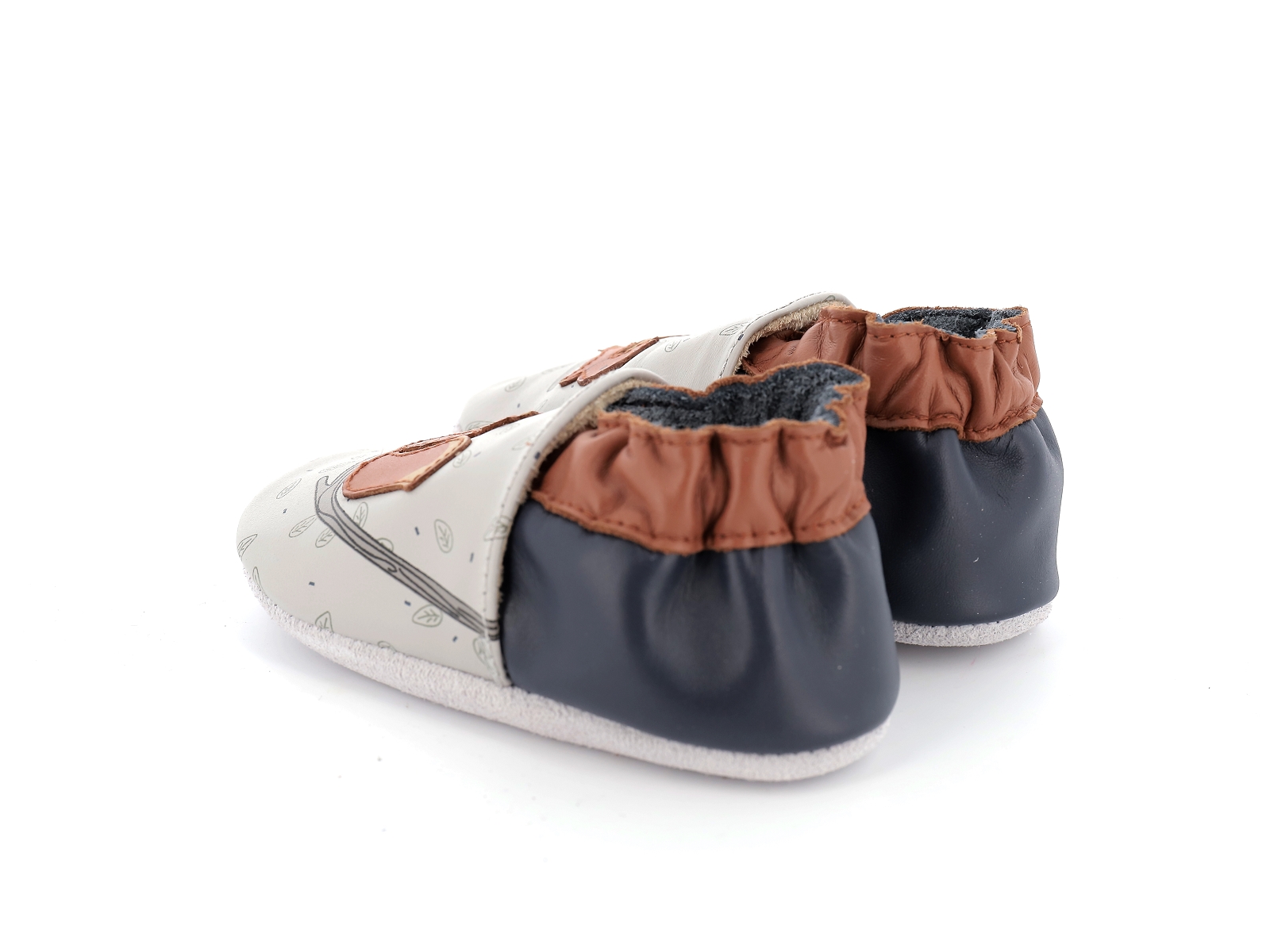 Robeez-FRIENDLY RETURN Cuir Marron Beige