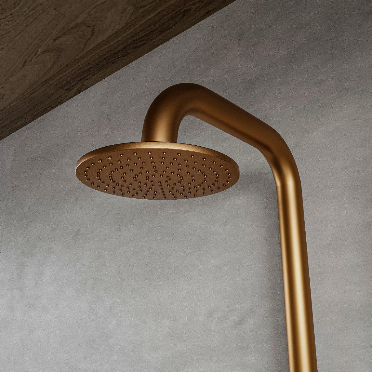 FortiFura Outdoor Deluxe vrijstaande buitendouche met handdouche geborsteld koper