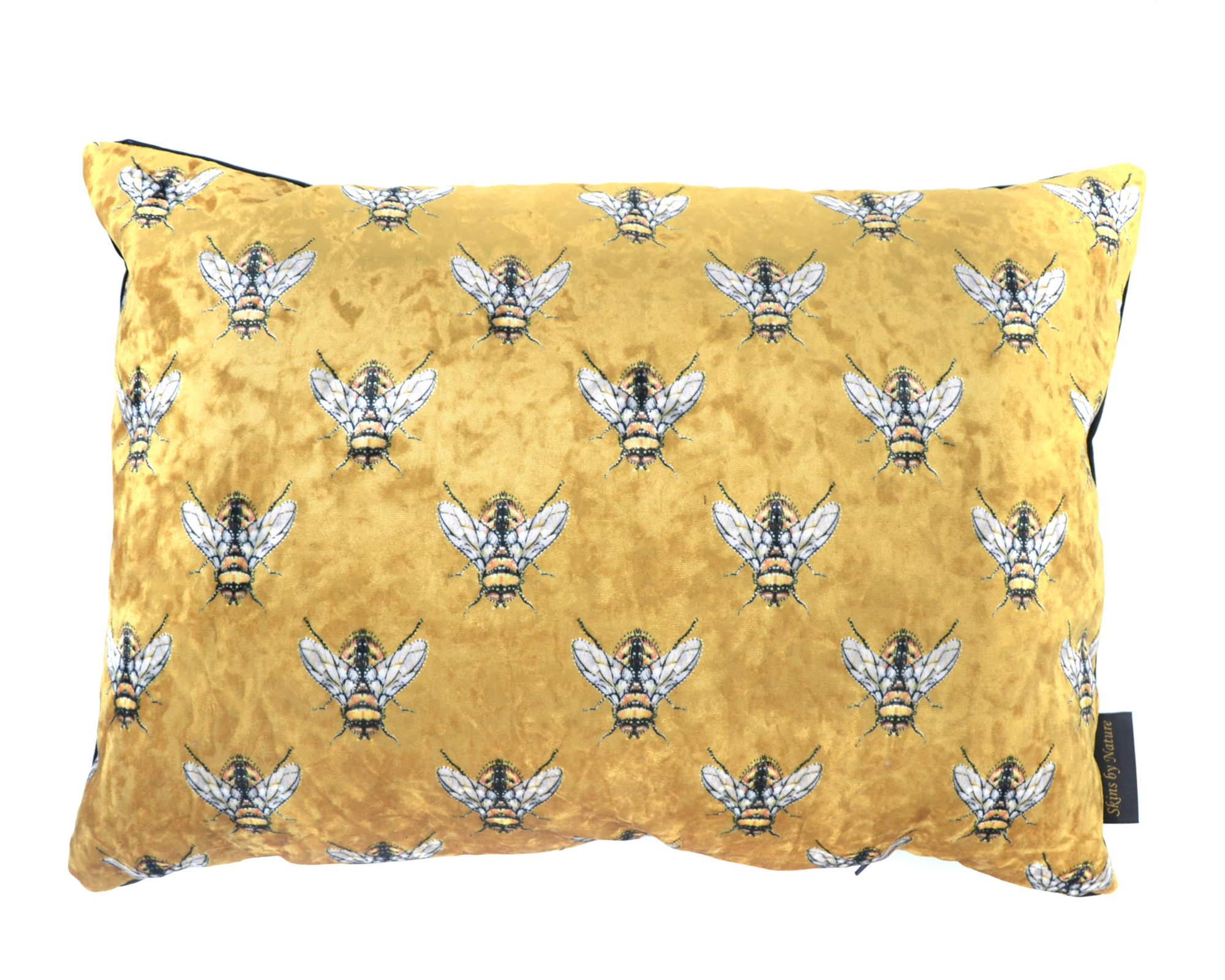 Kussen velvet hommel bijtjes 50 x 35 geel