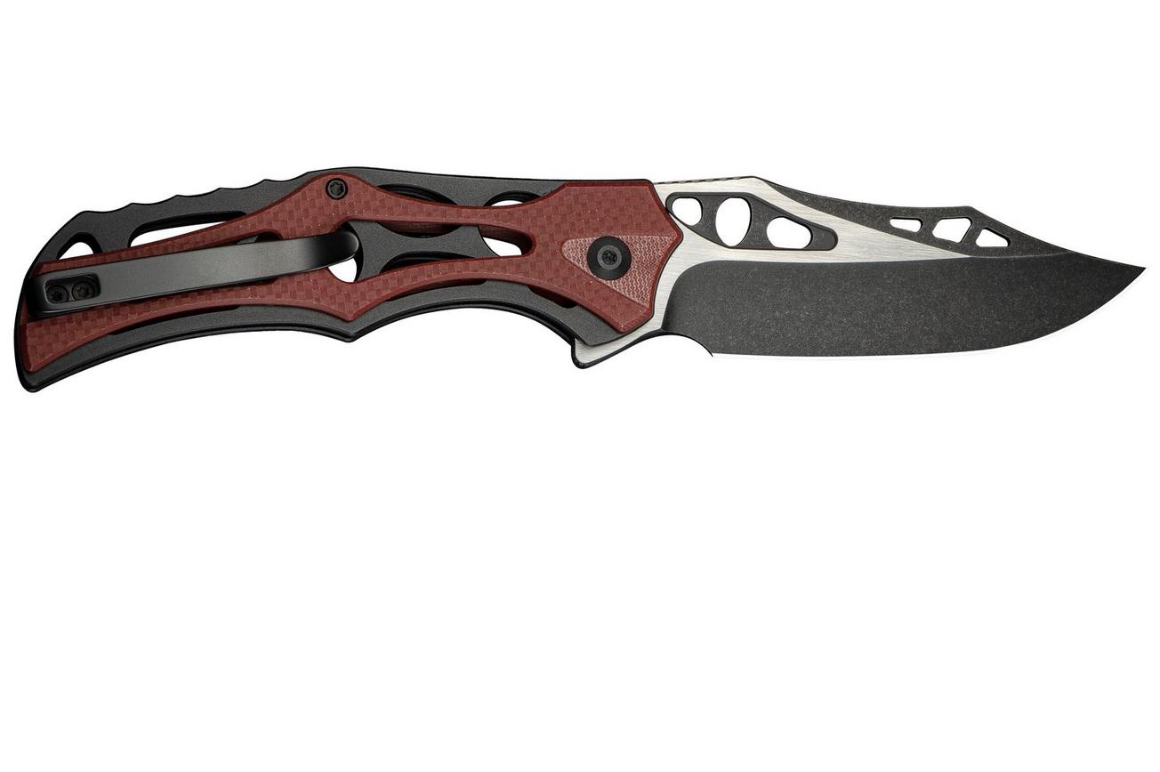 Civivi Biophase C23083C-1 Blackwashed Nitro-V, Black Aluminium Burgundy Coarse G10, zakmes