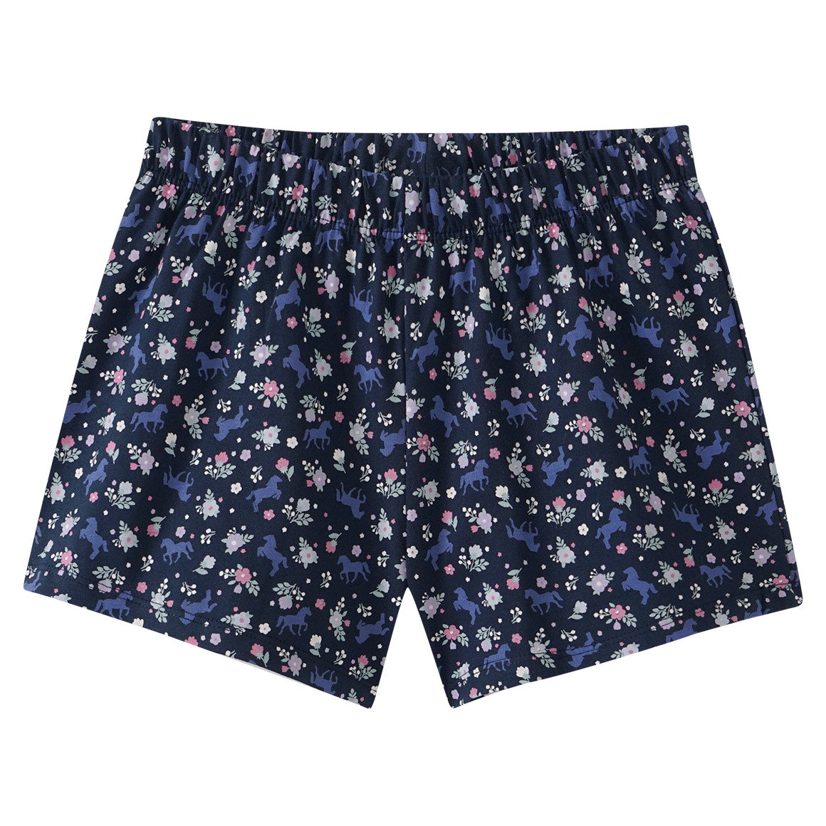 Yigga Mädchen Shorty mit Pferde-Motiv dunkelblau