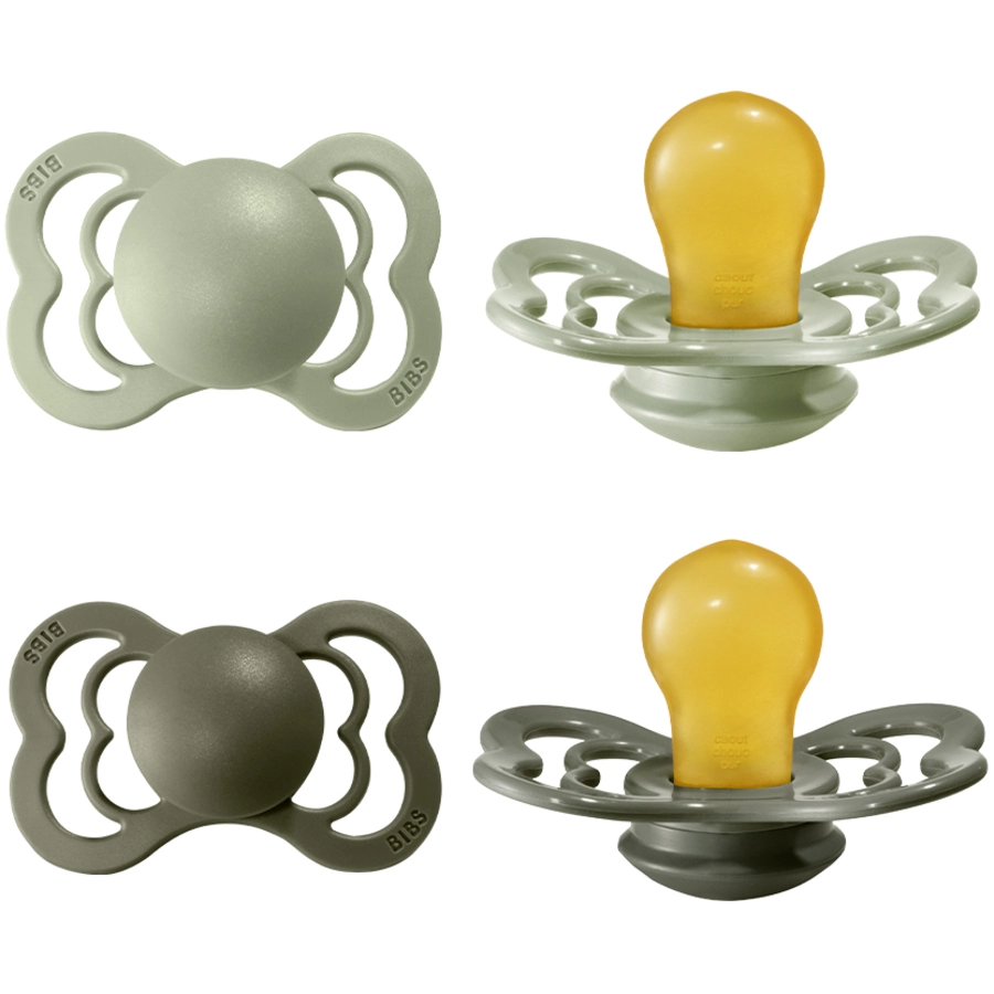 BIBS® Schnuller Supreme Sage  Hunter Green Latex 6-36 Monate, 4 Stk.