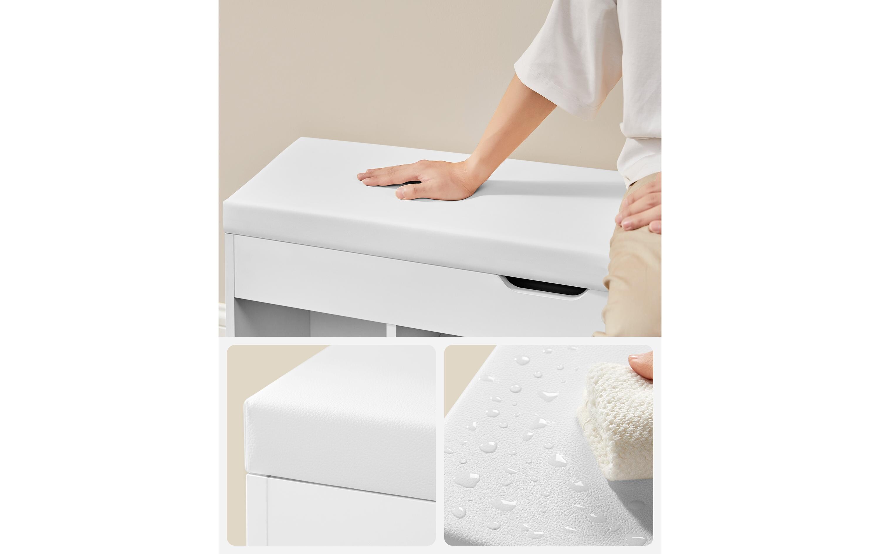 Sitzbank mit Polster 100 x 44 cm, Weiss<br>Schuhbank