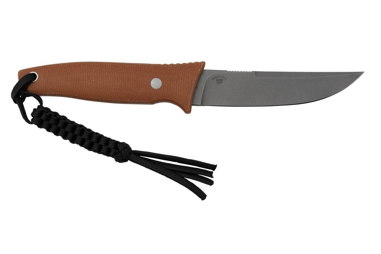 Civivi Tamashii C19046-5 Brown Canvas Micarta, Stonewashed vaststaand mes, Bob Terzuola design