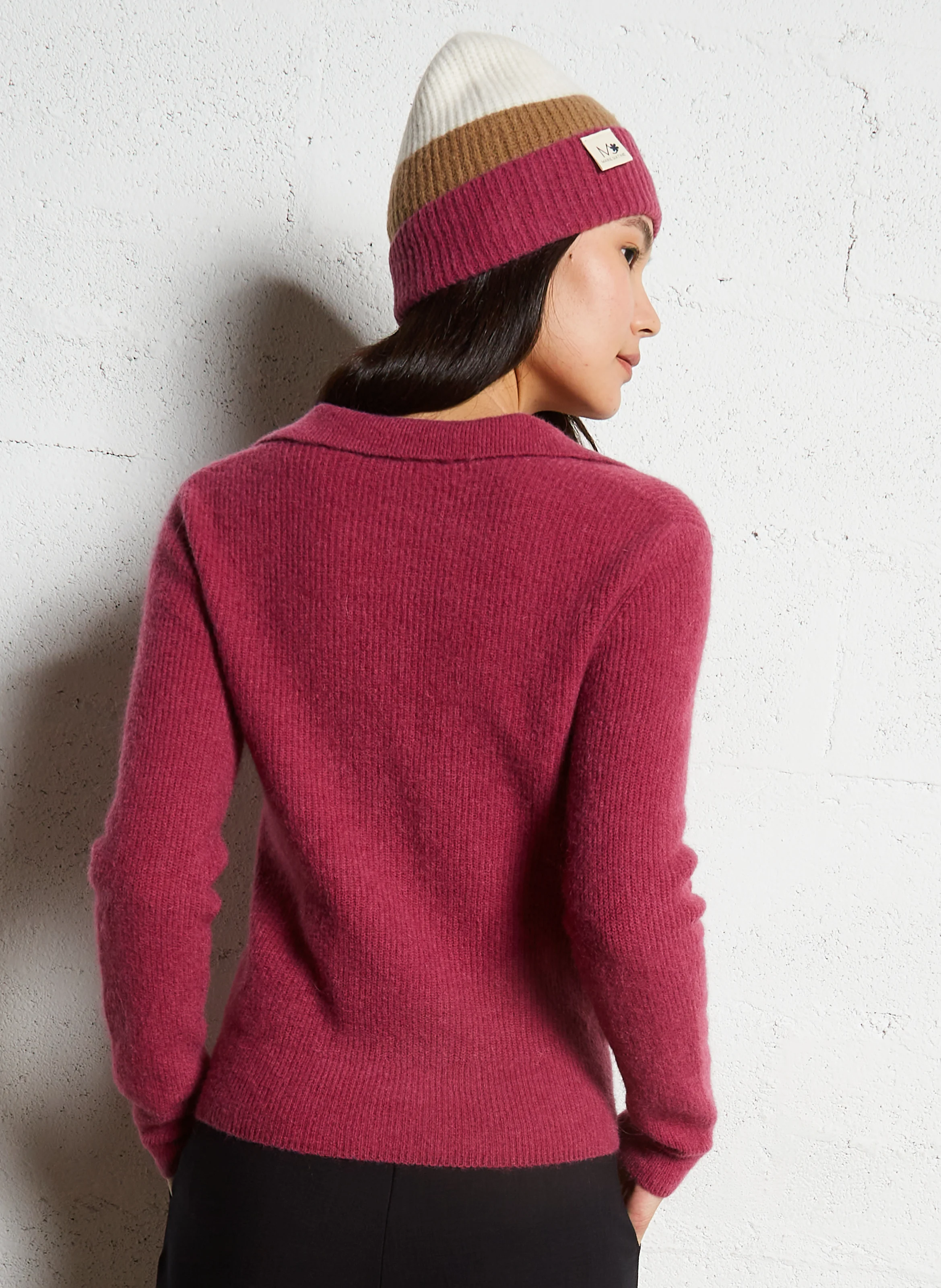 GERAUD - Pull ajusté en laine mélangée| Rose