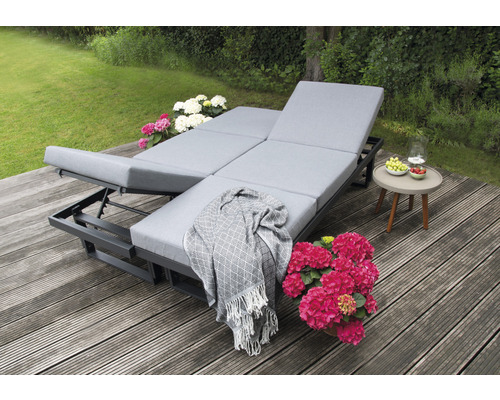 Tuinmeubelset loungeset bellavista 5-zits bestaande uit: driezitsbank, tafel inclusief kussens, aluminium antraciet