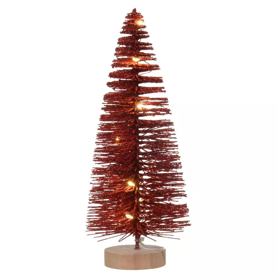 Sapin lumineux à piles (H20 cm) Féérie Rouge