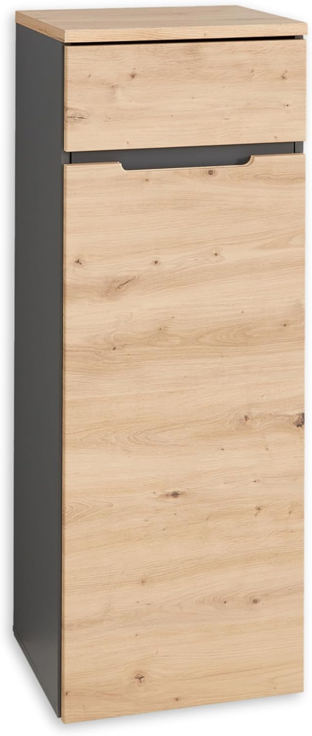 Stella Trading Memphis Aktenschrank in Artisan Eiche Optik, Graphit - Moderner Büroschrank - 45 x 122 x 38 cm (B/H/T)
