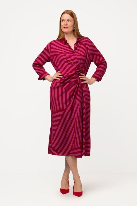 Maxikleid, Streifenmix, Hemdkragen, Langarm, Lyocellmix