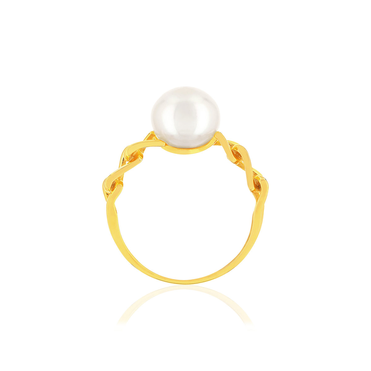 Bague or jaune 375 perle de culture de chine