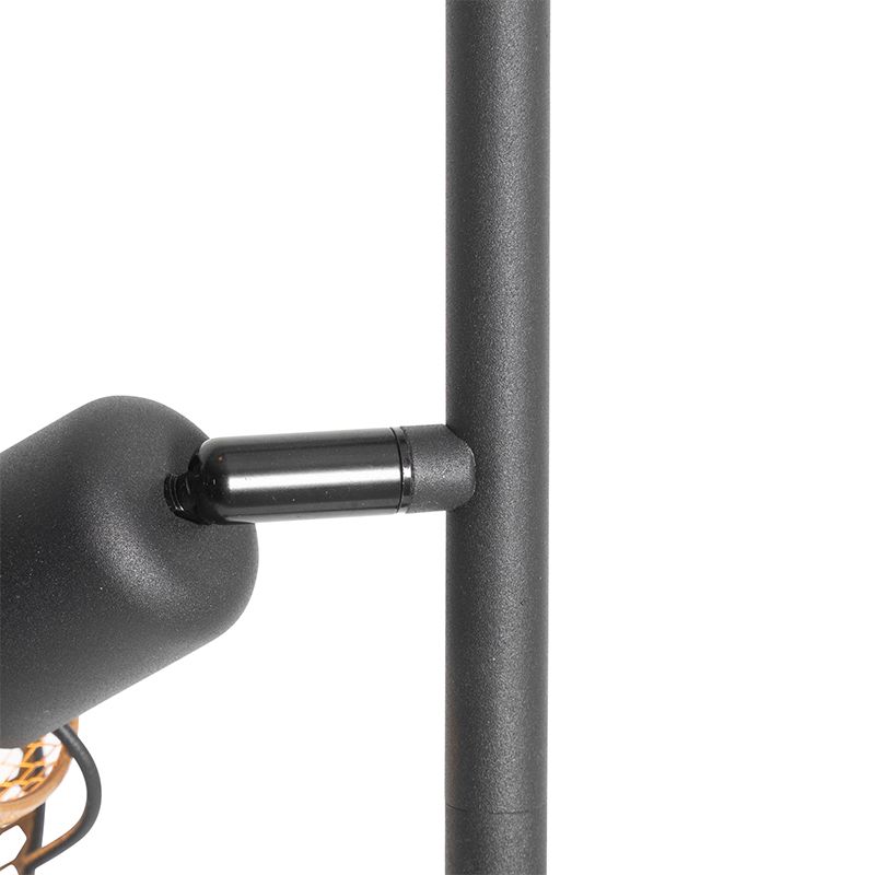 Design vloerlamp zwart met goud 3-lichts - Noud
