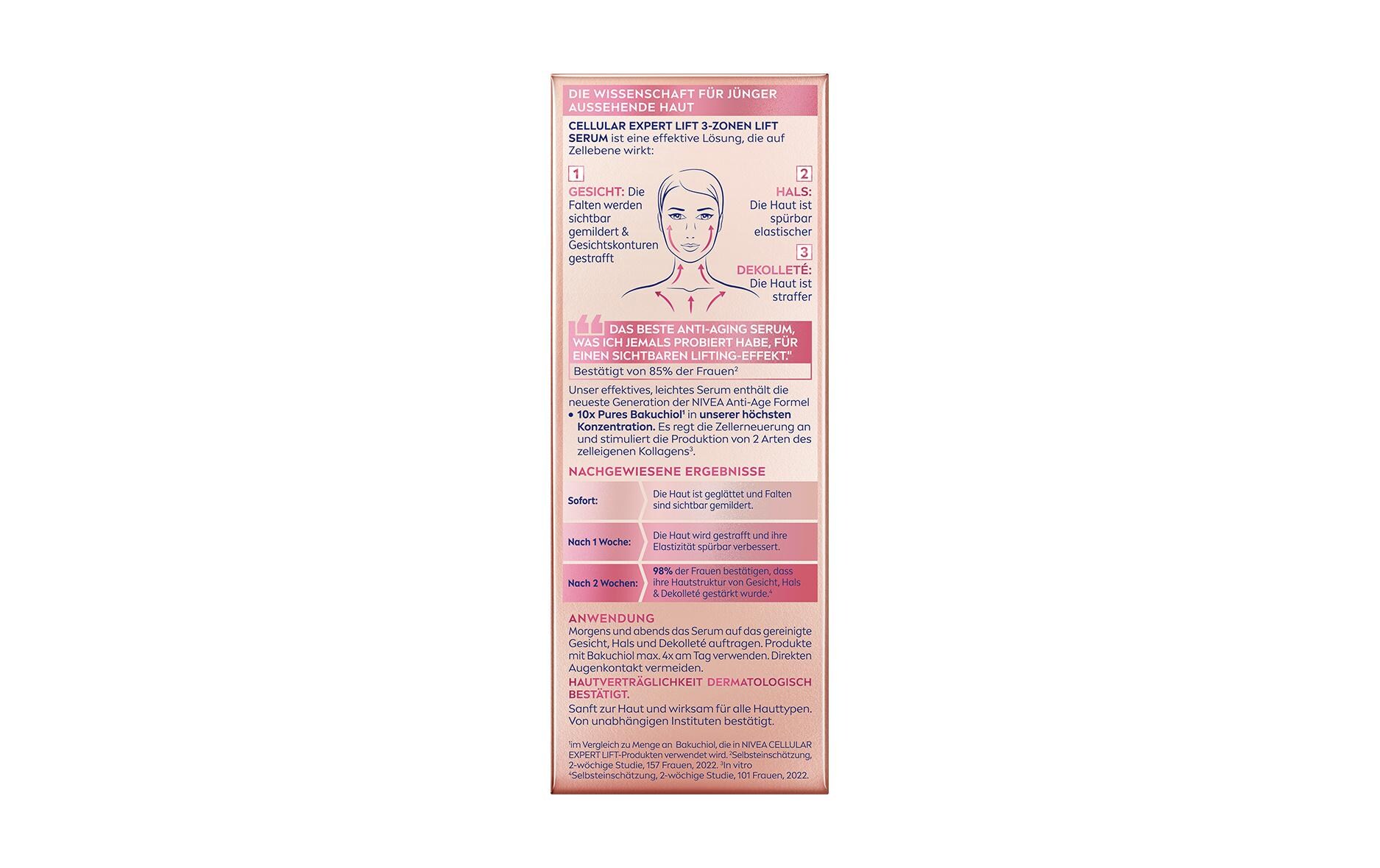 Gesichtsserum Cellular Expert Lift 3-Zonen Lift 30 mlSerum für einen 3-Zonen-Lifting-Effekt auf Gesicht, Hals und Dekolleté