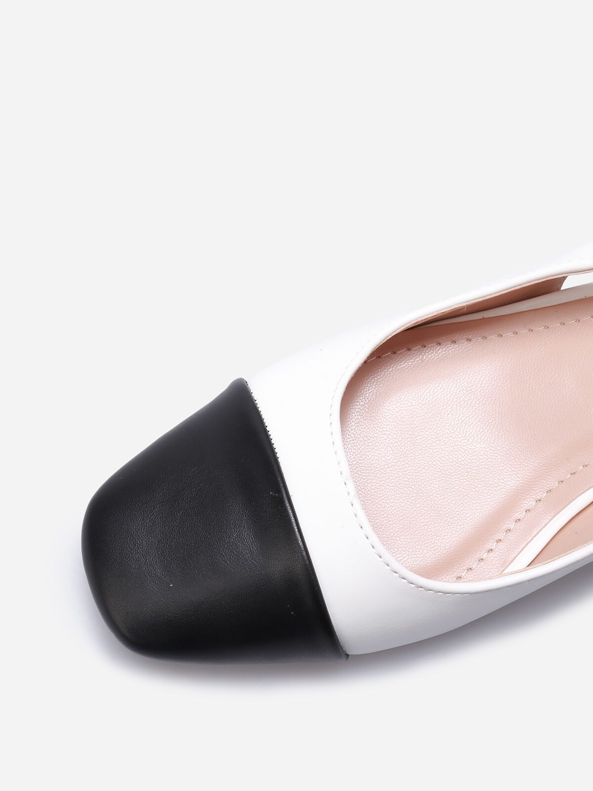 Escarpins slingback bicolores- Blanc