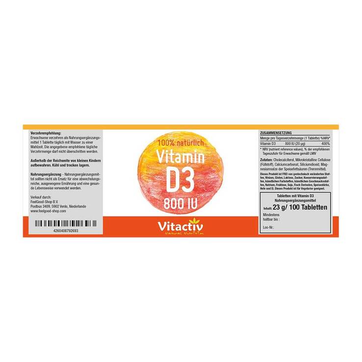 Vitamin D3 Tabletten, 100 St