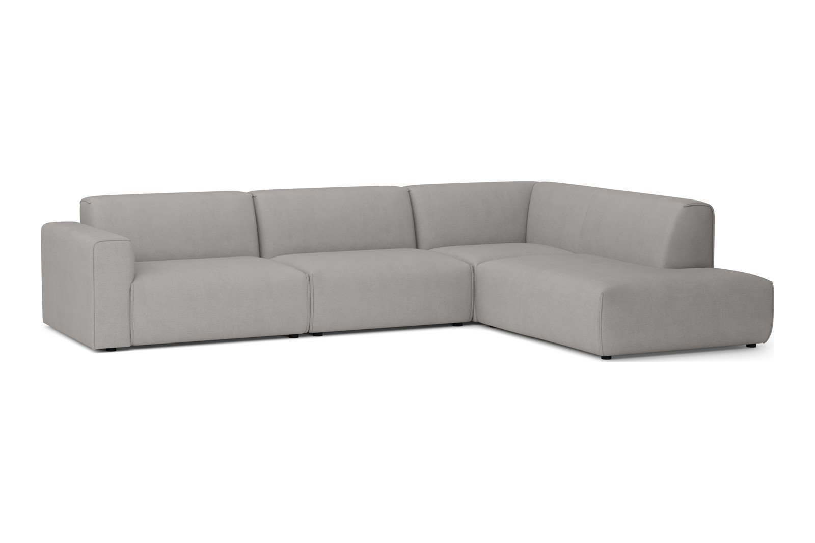 Monaco Lux 3-seter med åpen ende høyre Tekstil Brego 7 Light Grey med sorte ben. Lux komfort.
