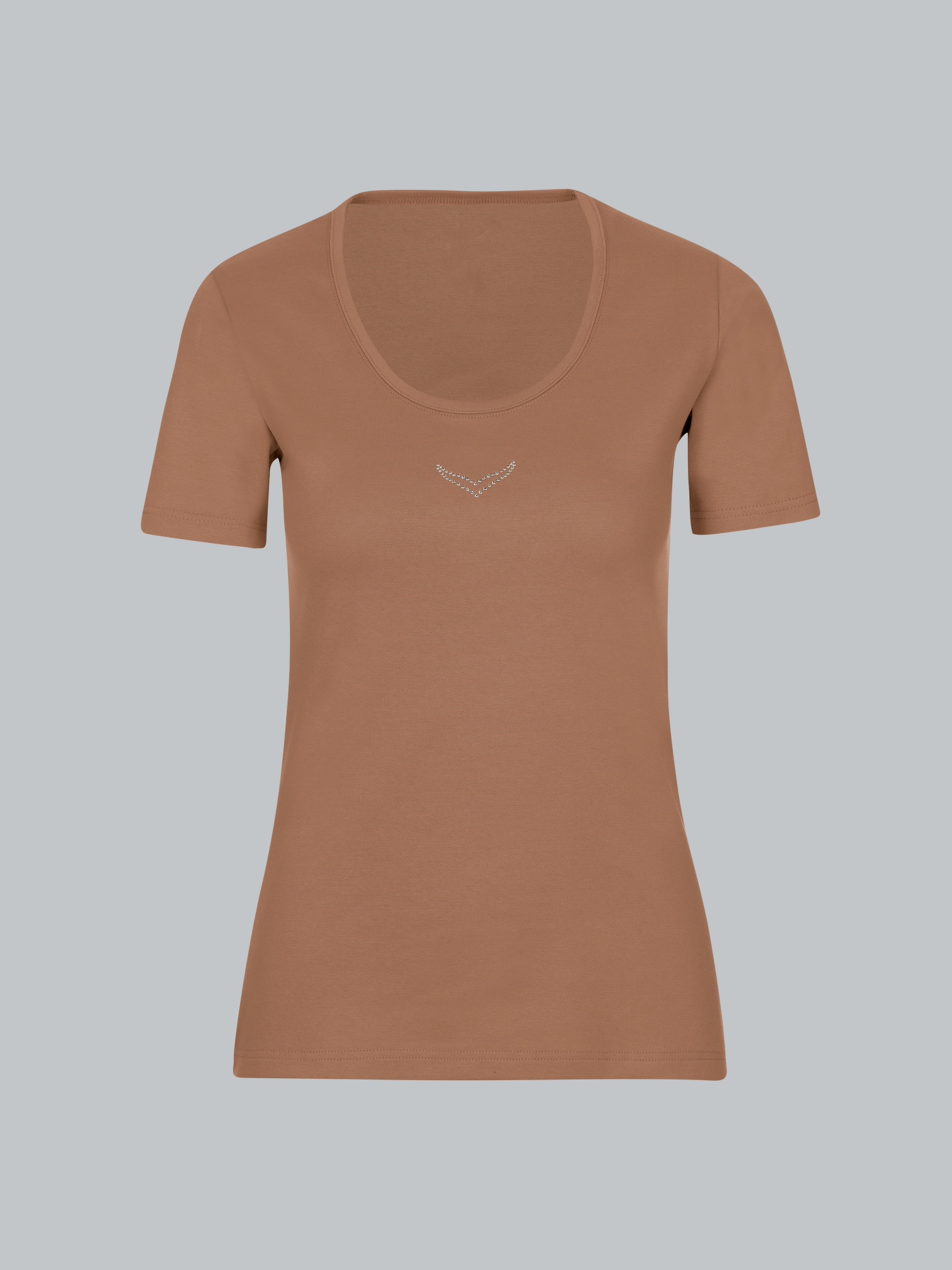 T-Shirt mit Kristallsteinen Haselnuss