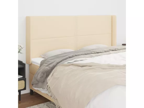 Tête de lit avec oreilles Crème 163x16x118/128 cm Tissu
