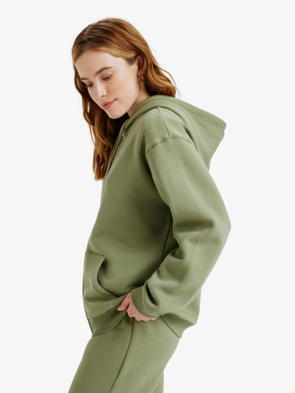 Surf Stoked Zipped Brushed Pull zippé à capuche Vert Femme