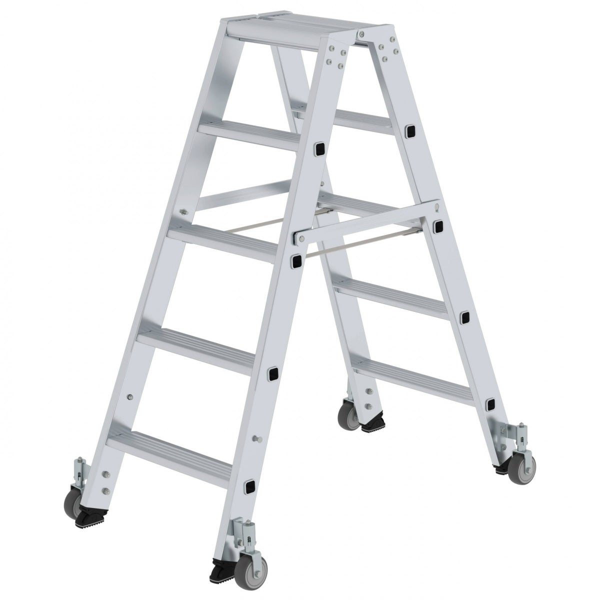 MUNK trapladder, aan beide zijden toegankelijk, met wielen, 2x5 treden