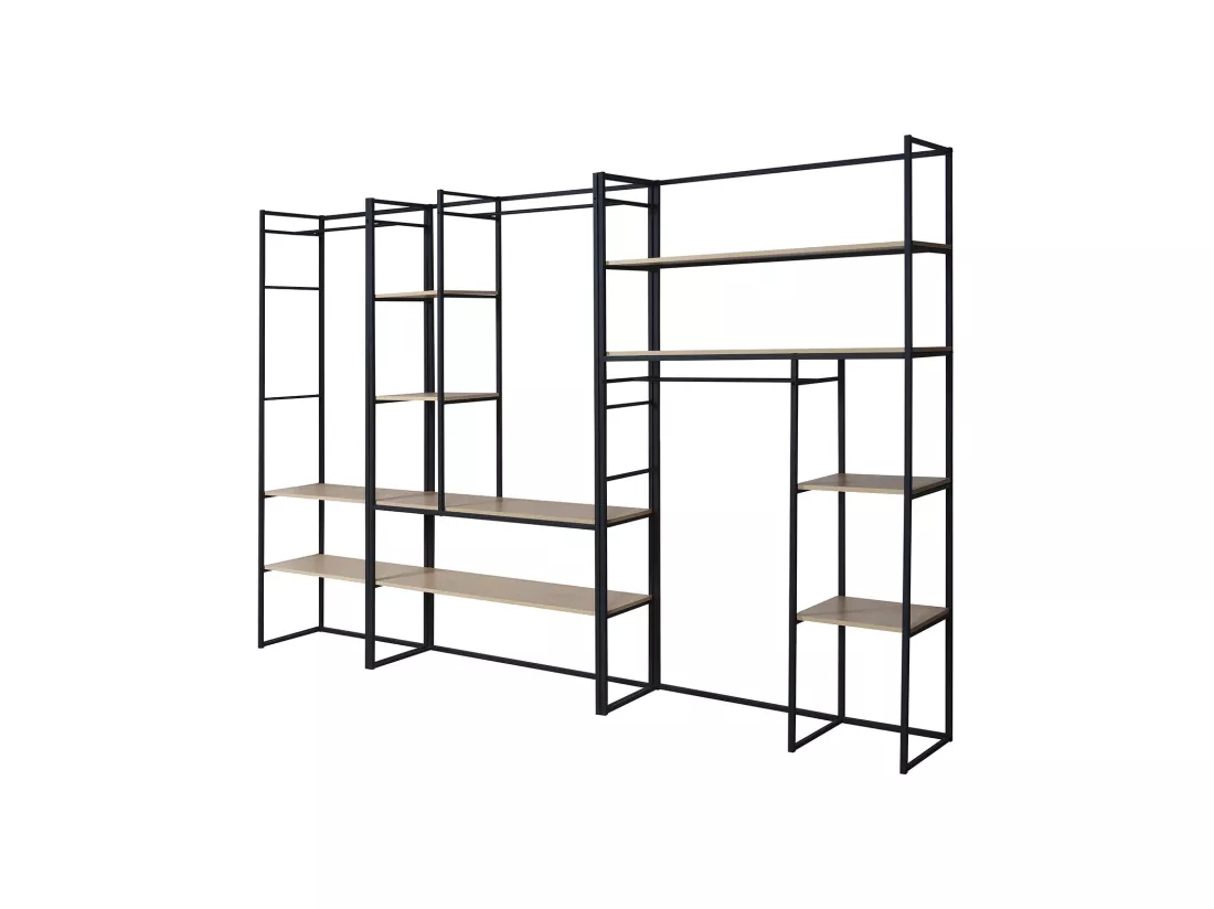 Portants vêtements bois et métal L310 x H200cm ASHTON - Lot de 3