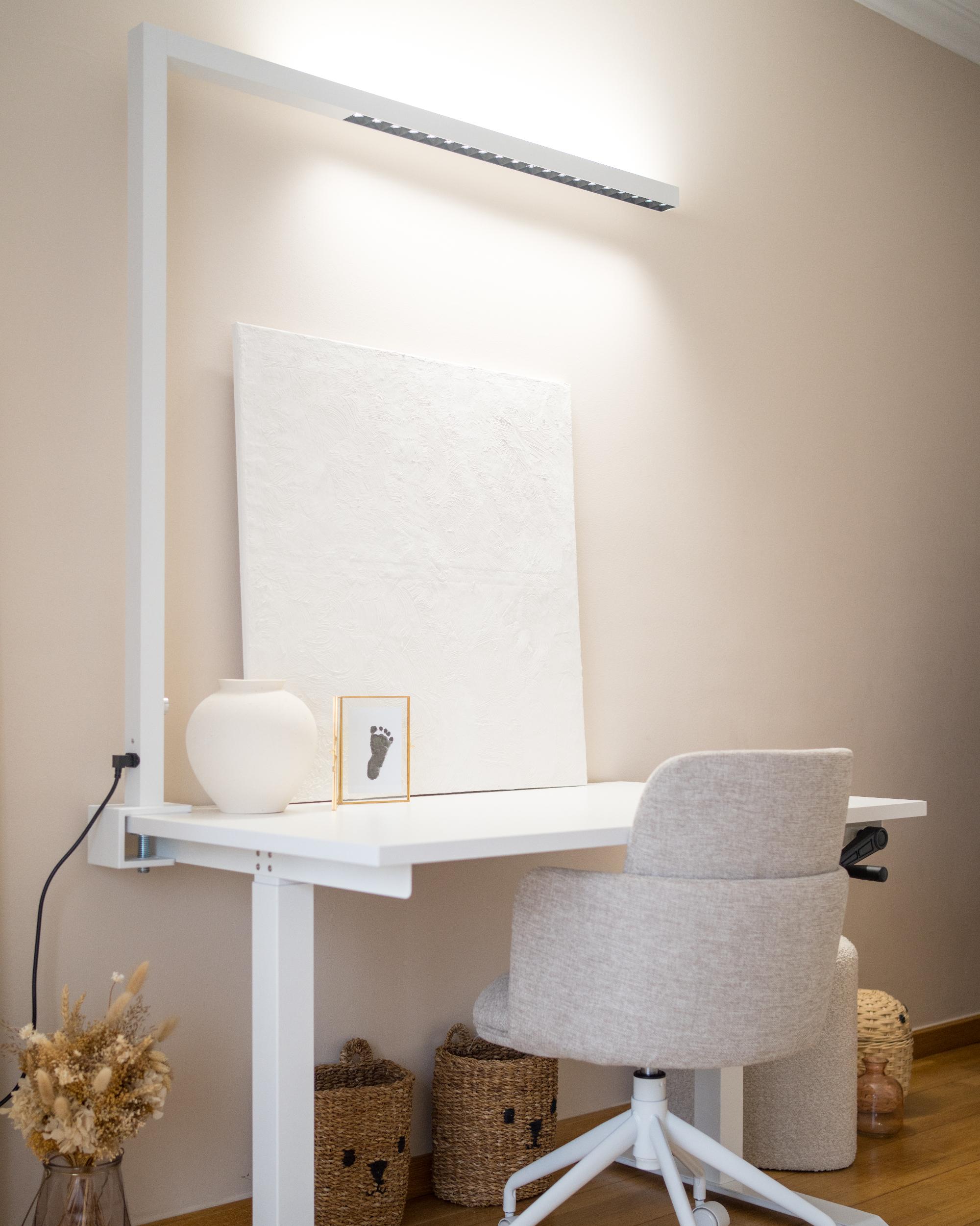 LED vastklembare bureaulamp VOLANS met dimmer Metaal Wit