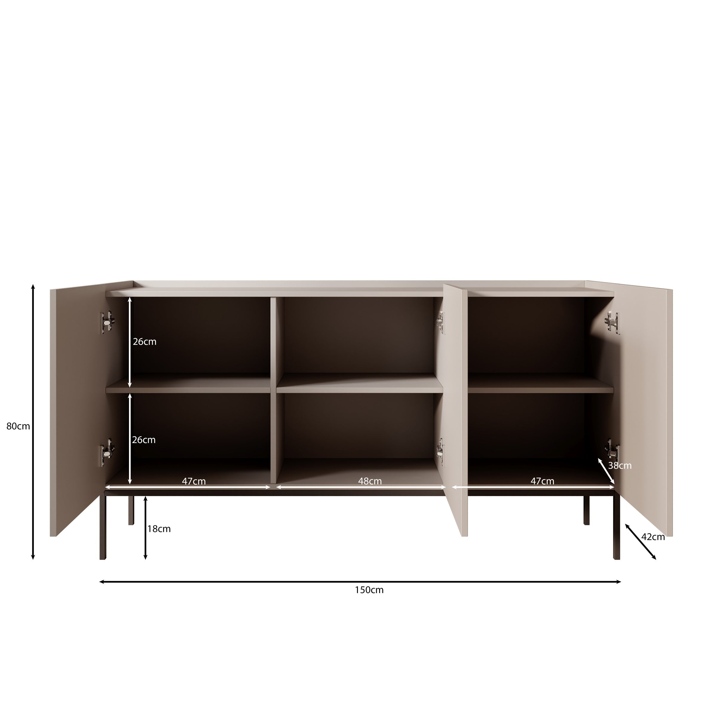 Meubella - Capri - Dressoir - Beige - 150 cm