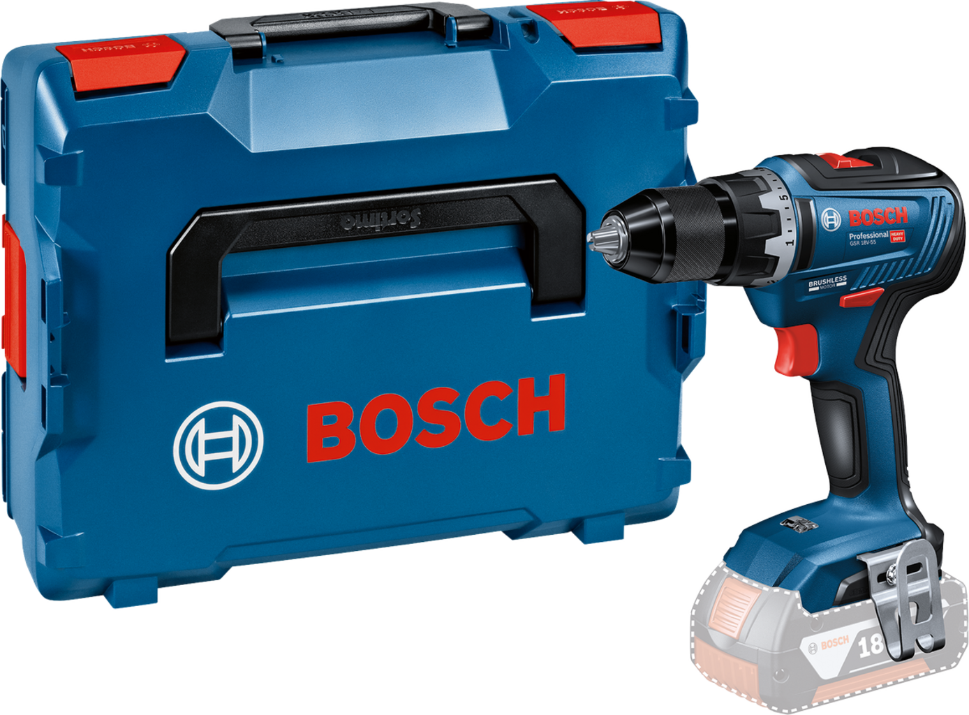 Bosch Professional  GSR 18V-55 Akku-Bohrschrauber, ohne Akku    Kompakter Bohrschrauber ideal für Einsteiger