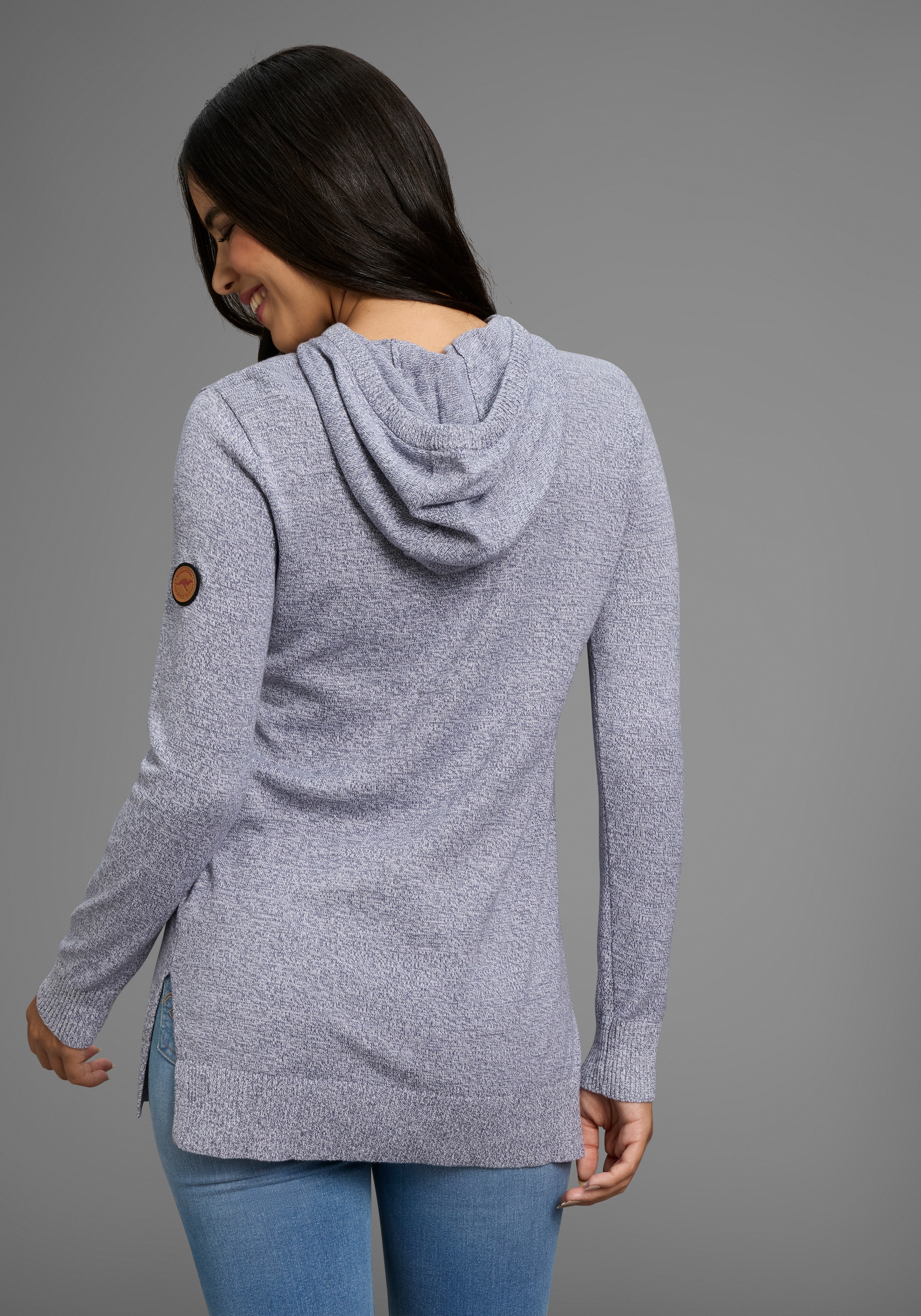 KangaROOS Longpullover , mit Kapuze und Schlitzen am Saum