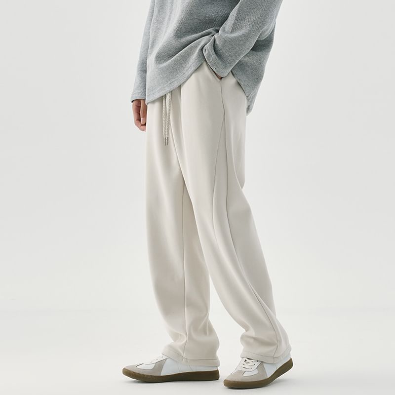 Nataro - Mid Rise Plain Straight Leg Sweatpants