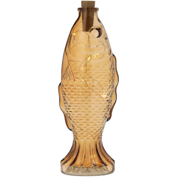 Blokker woondecoratie vis met LED - 27cm - amber