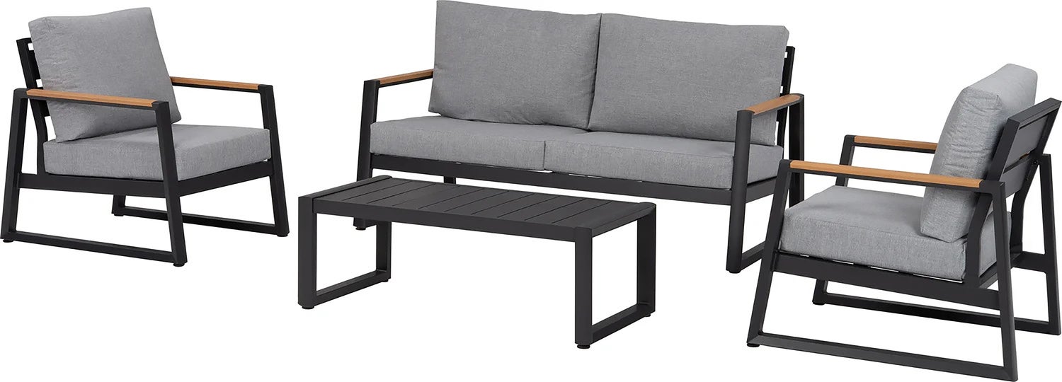 Intratuin 4-zits loungeset Amber zwart