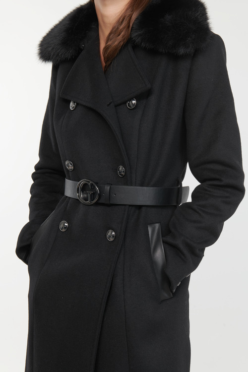 Guess - PATRICE BELTED COAT - Noir
