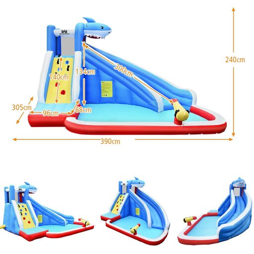 Castelo inflável com escorregador 390x305x240 cm Parque Aquático