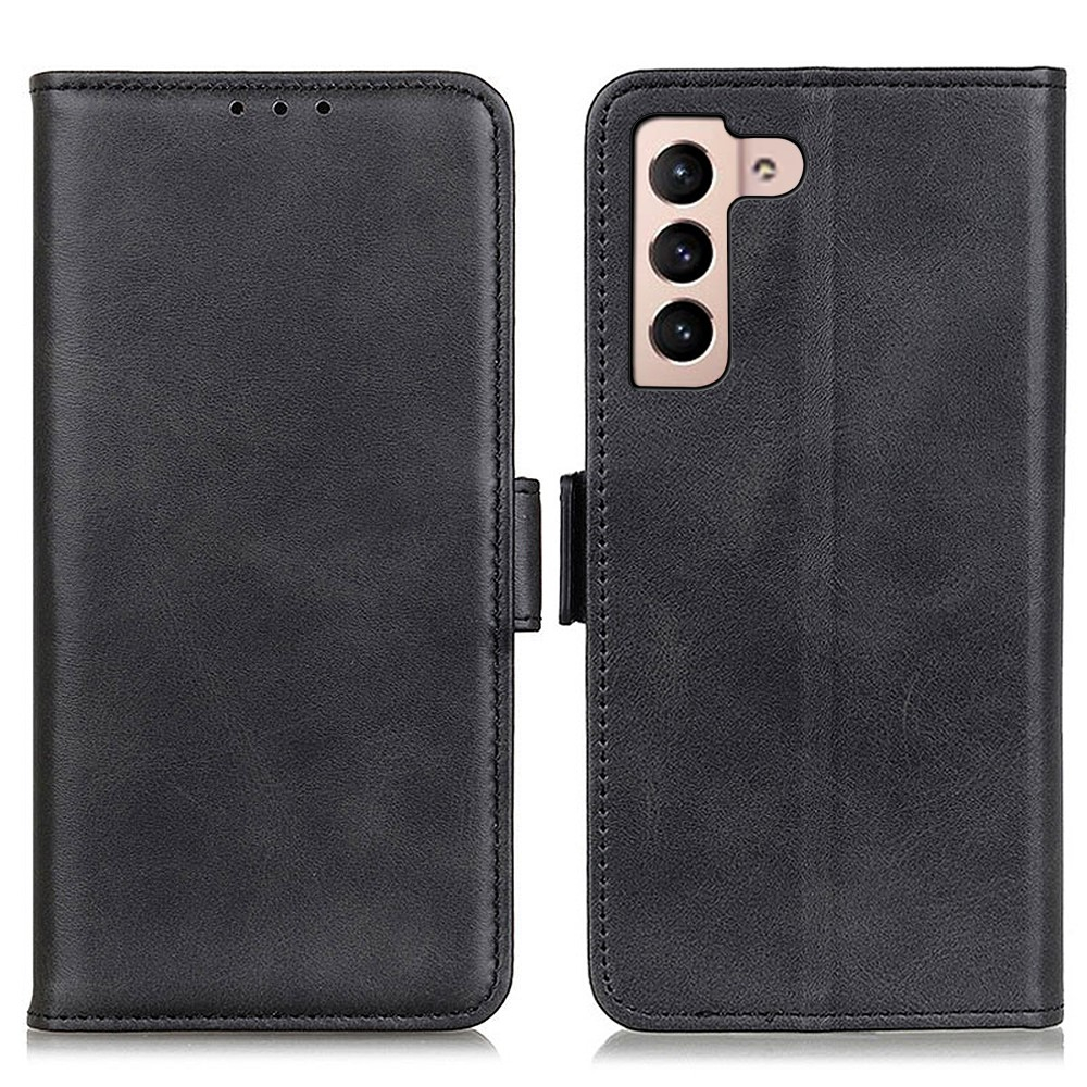 Samsung Galaxy S22 5G Vintage Leder Tasche Flip Cover Fashion Design - Schwarz