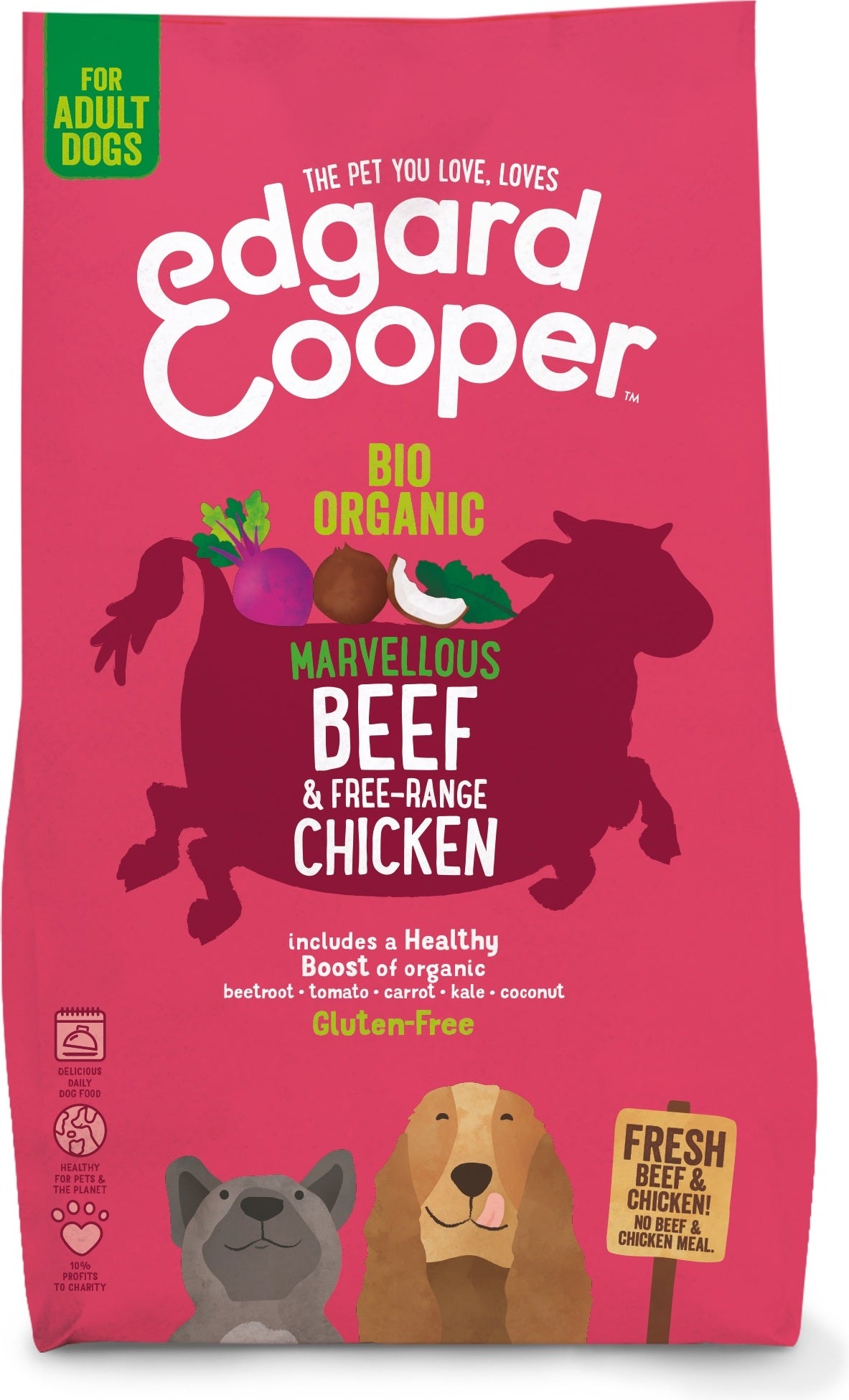 Edgard & Cooper hondenvoer Bio rund en kip adult 2,5 kg