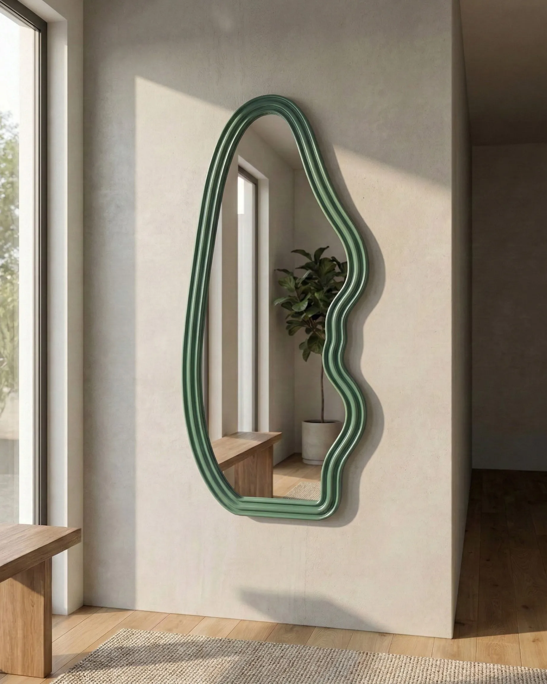 Wandspiegel ROCLES 68 cm 160 cm Donkergroen