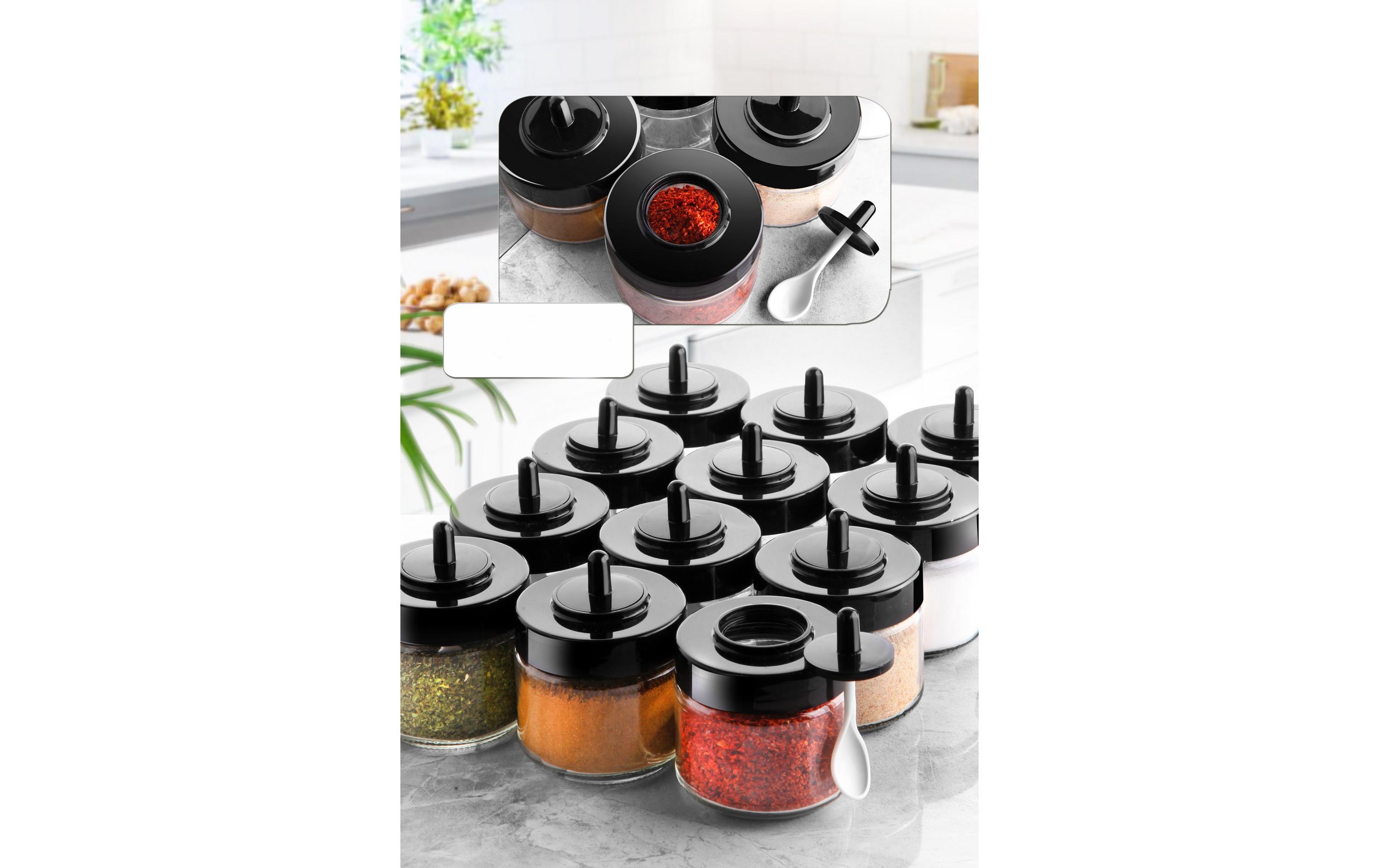 Gewürzspender mit Löffel 7.5 x 7.5 x 8 cm, 300 mlGewürzglas-Set (12 Stück)