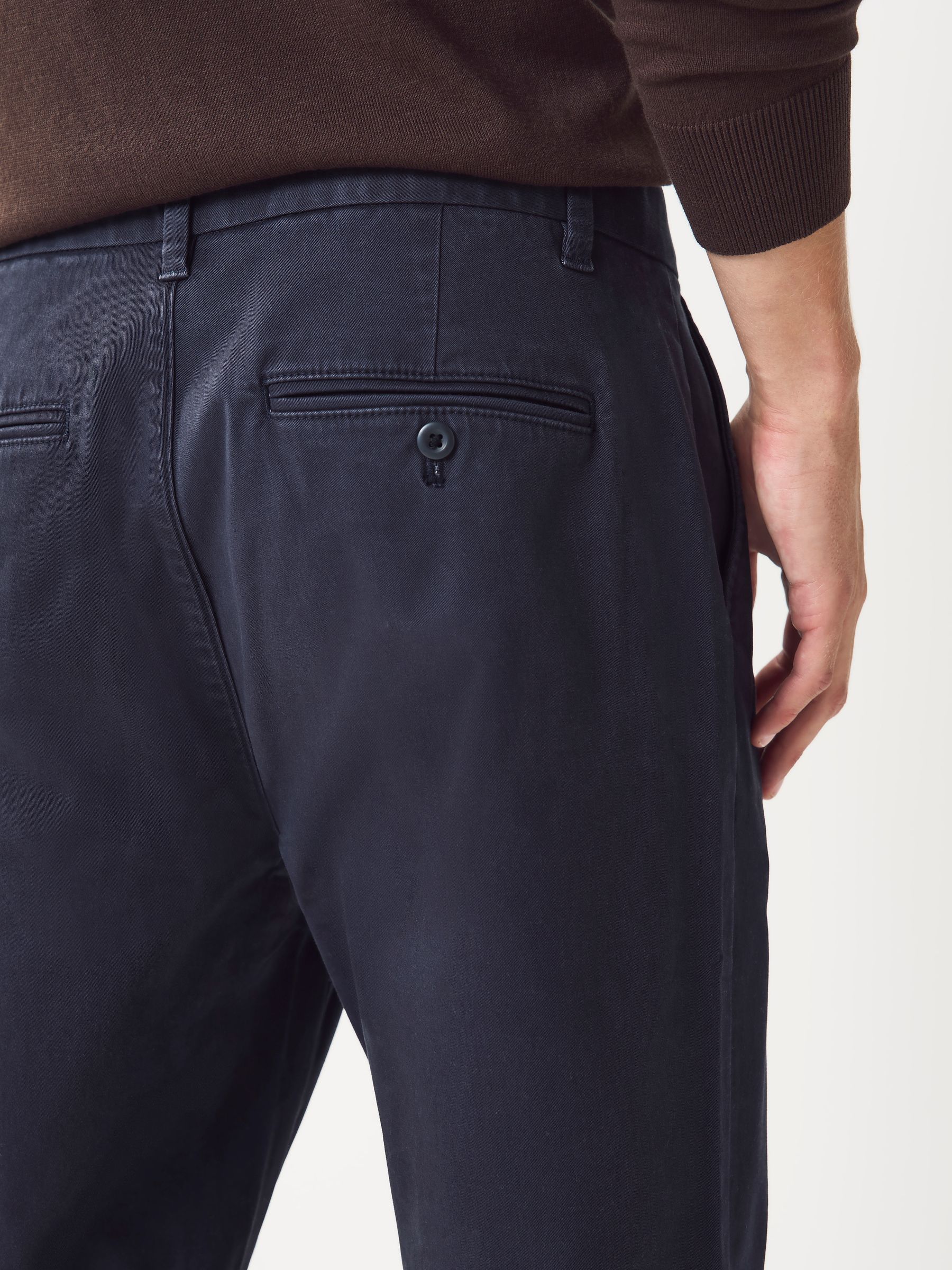 Blauw - Single Pleated Stretch Chinos Trousers